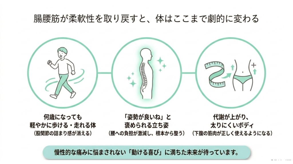 腸腰筋がもたらすメリットを示す画像
