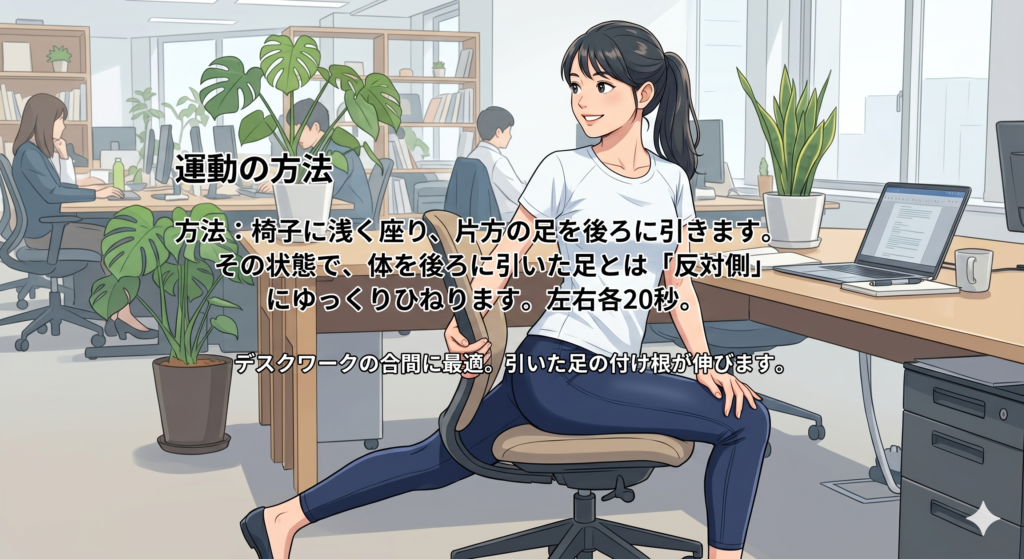 上体捻り運動 腸腰筋ストレッチ